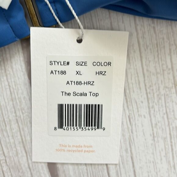 Andie Swim The Scala Blue Bikini Top Bandeau Strapless - Picture 7 of 10